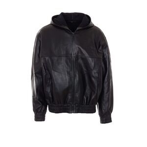 Amiri Men Logo Leather Oversize Zipped Hoodie